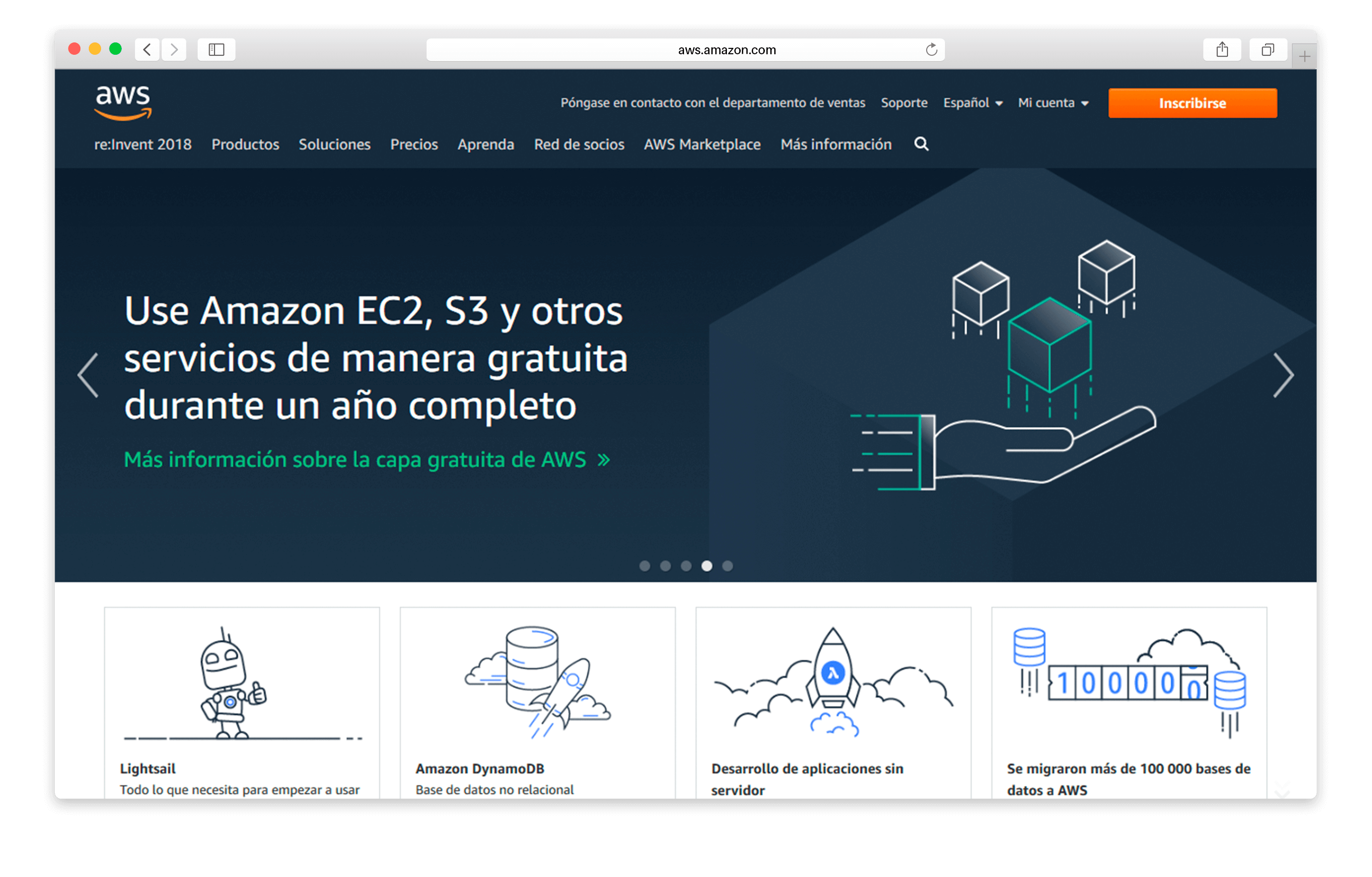 Captura de crear una cuenta de AWS