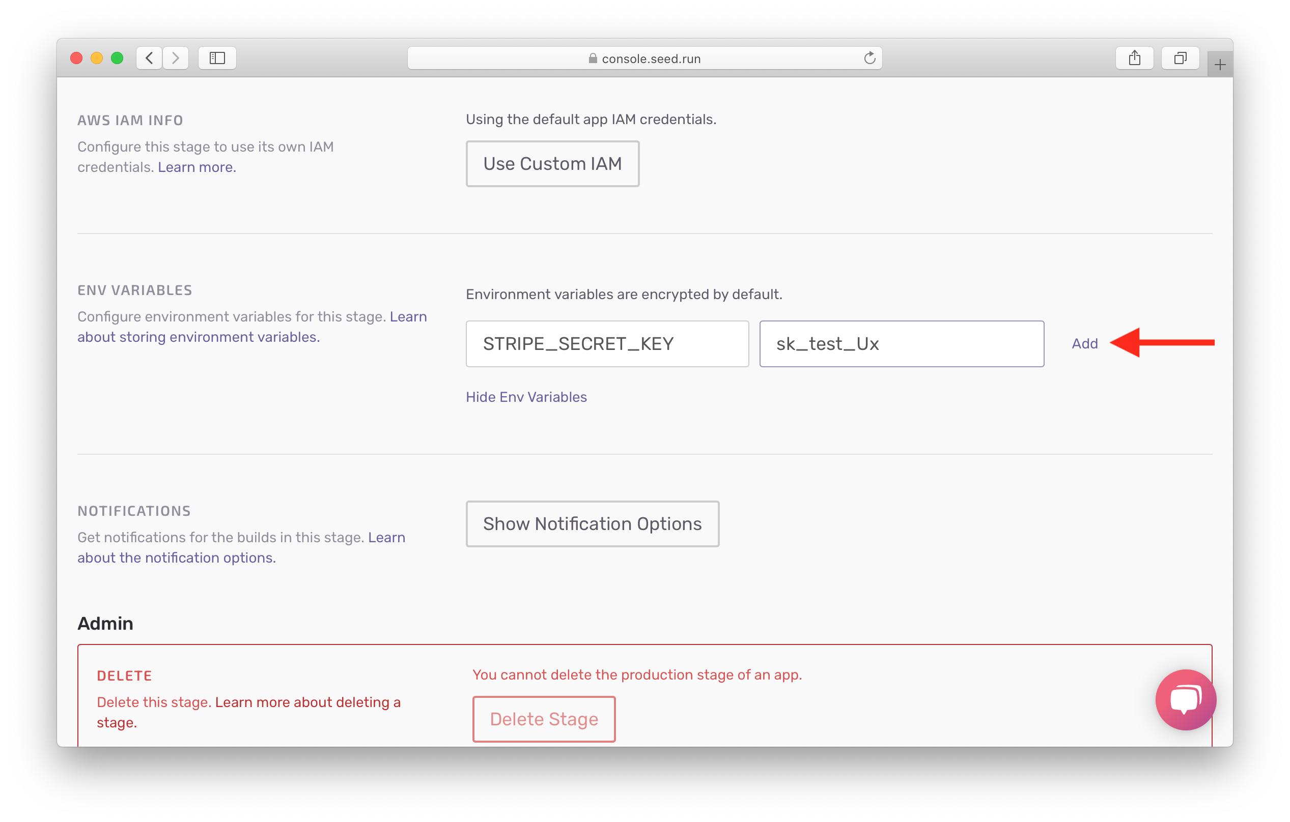 Add secret prod environment variable