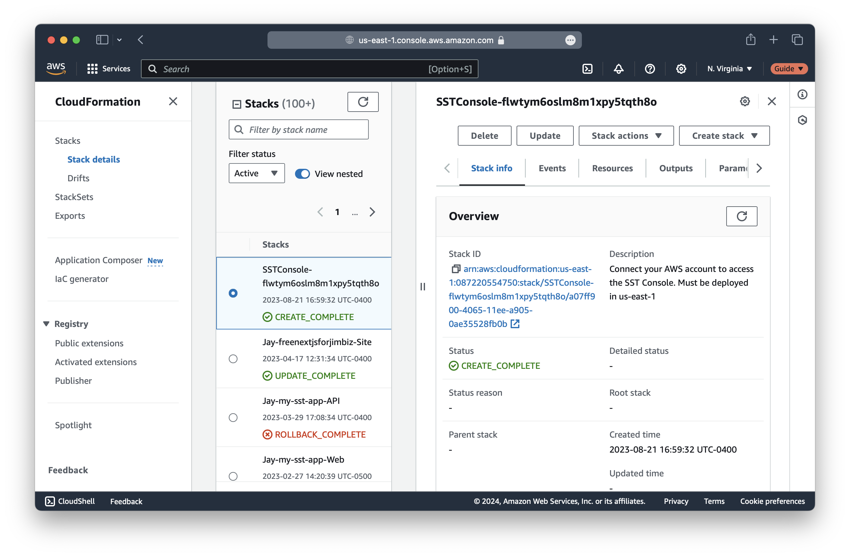 AWS CloudFormation stack create complete