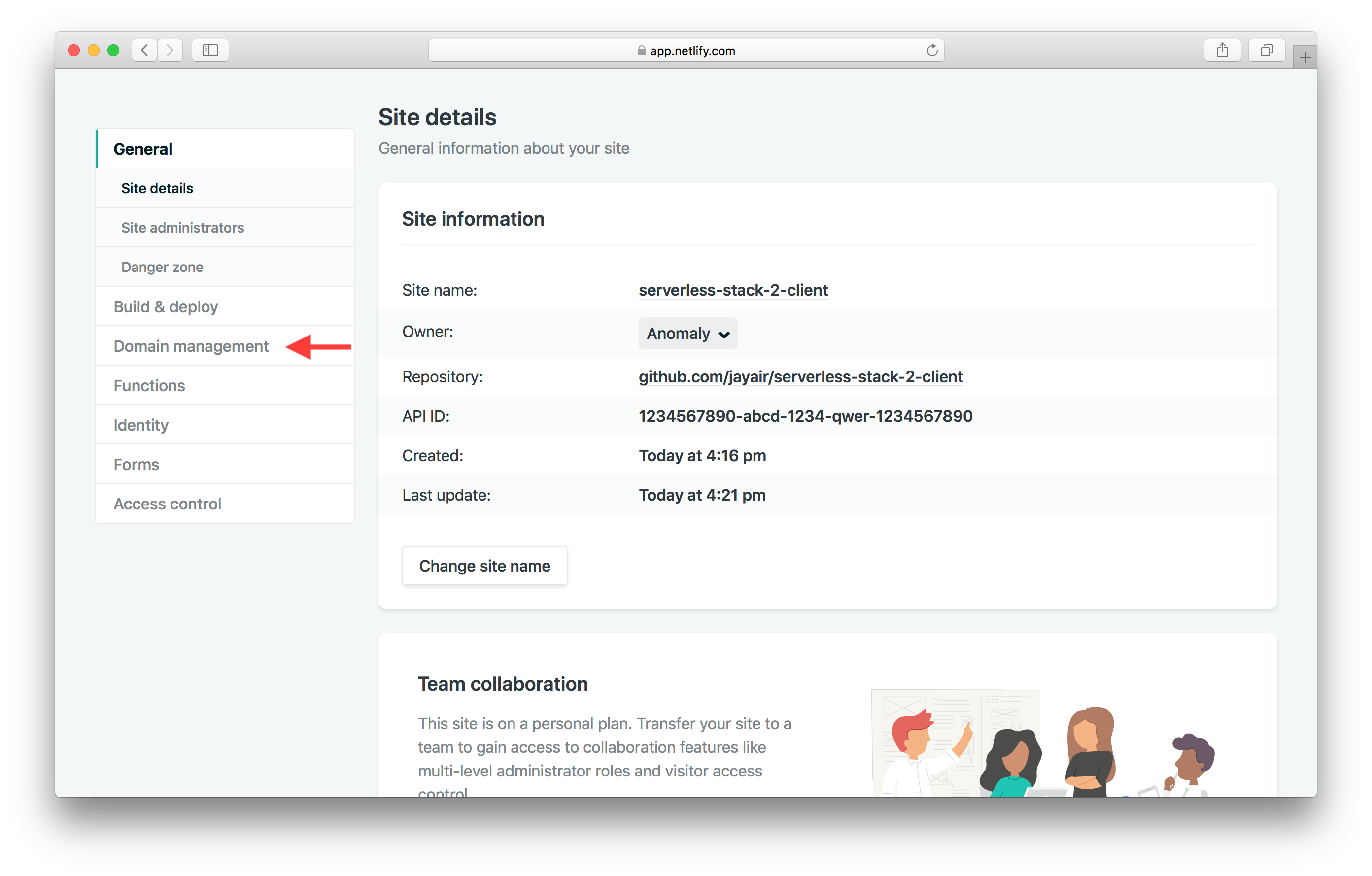 Select Domain management screenshot